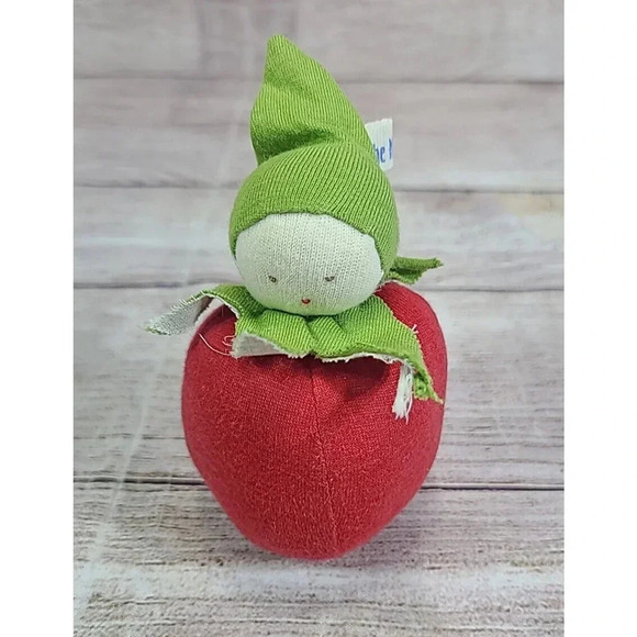 Under the Nile Plush Cloth Tomato Doll Baby Toy Vegetable Face Organic Cotton 4" - Picture 1 of 6